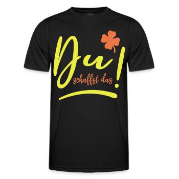 Du schaffst das! - Mut machen - Glücksbringer - Männer Funktions-T-Shirt - Schwarz - Vorne - AI Model Male 178 dark (178cm)