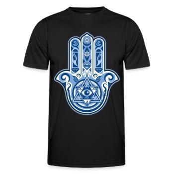 Hamsa Hand Of Fatima, symbol, eye, triangle - T-shirt sport Homme - noir - Devant - AI Model Male 178 dark (178cm)