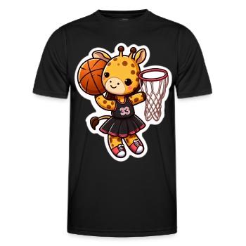 Baby giraffe throwing basket - Men's Functional T-Shirt - black - Front - AI Model Male 178 dark (178cm)