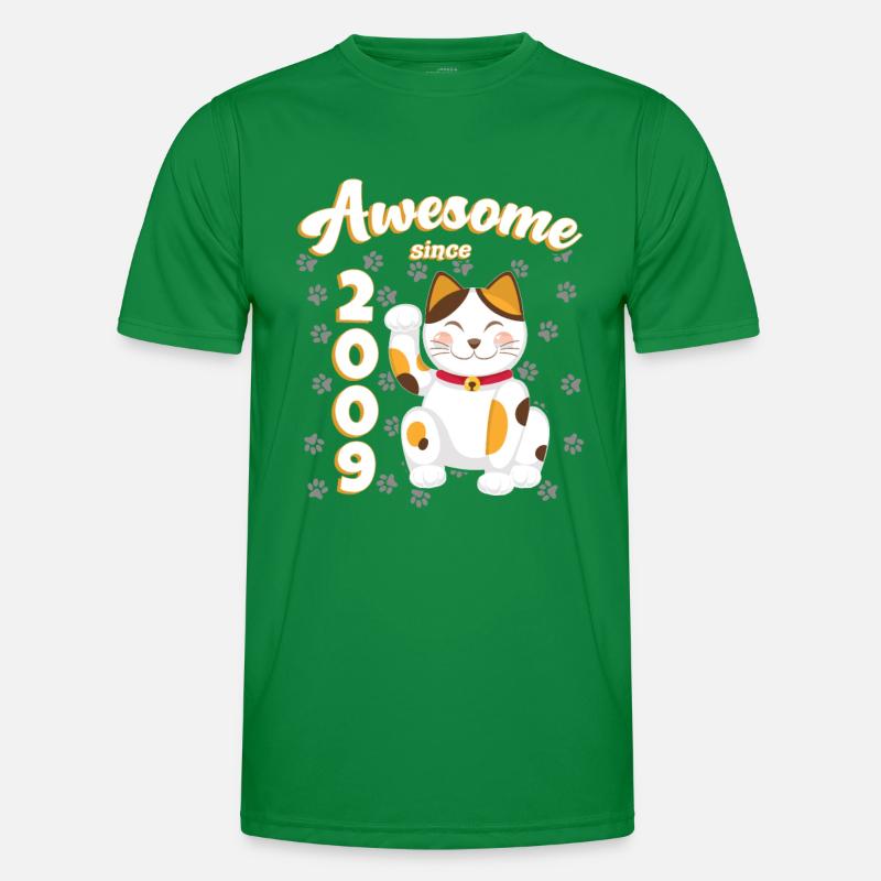 2009 Geburtstag Awesome since Katze Maneki neko Männer Funktions-T-Shirt