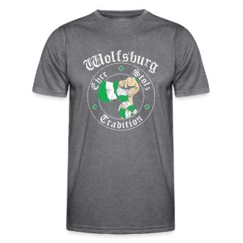 Wolfsburg Ehre Stolz Tradition No II - Männer Funktions-T-Shirt - dunkle Melange  - Vorne - AI Model Male 178 dark (178cm)