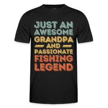 Grandpa fishing retro - Men's Functional T-Shirt - black - Front - AI Model Male 178 dark (178cm)