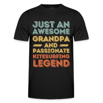 Grandpa Kitesurfing retro - Men's Functional T-Shirt - black - Front - AI Model Male 178 dark (178cm)
