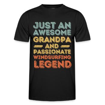 Opa Windsurfen retro - Männer Funktions-T-Shirt - Schwarz - Vorne - AI Model Male 178 dark (178cm)