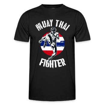 Muay Thai Fighter MMA Boxen Kickboxen Kampfsport - Männer Funktions-T-Shirt - Schwarz - Vorne - AI Model Male 178 dark (178cm)