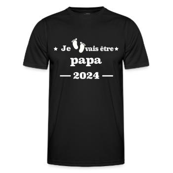 je vais être PAPA 2024 - T-shirt sport Homme - noir - Devant - AI Model Male 178 dark (178cm)