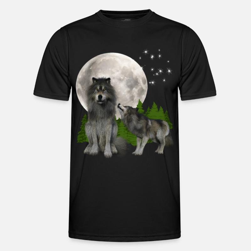 Wolf Gifts- Wolf Tshirt - Men's Functional T-Shirt - black
