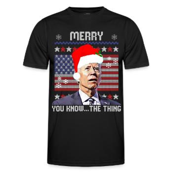 Joyeux vous savez la chose, Noël Biden 2022, - T-shirt sport Homme - noir - Devant - AI Model Male 178 dark (178cm)