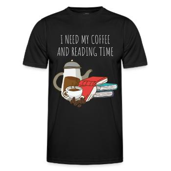 Kaffee trinken, Bücher und Lesen - Männer Funktions-T-Shirt - Schwarz - Vorne - AI Model Male 178 dark (178cm)