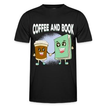 Kaffee und Bücher - Leseratte - Männer Funktions-T-Shirt - Schwarz - Vorne - AI Model Male 178 dark (178cm)