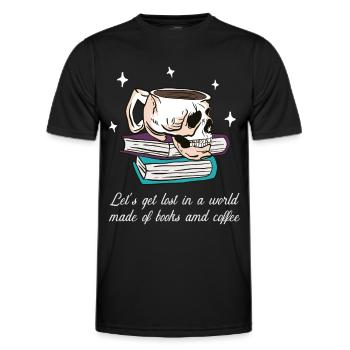 Immersion between book pages and coffee - Men's Functional T-Shirt - black - Front - AI Model Male 178 dark (178cm)