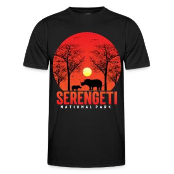 Wildtier-Safari im Rhino-Serengeti-Nationalpark be - Männer Funktions-T-Shirt - Schwarz - Vorne - AI Model Male 178 dark (178cm)