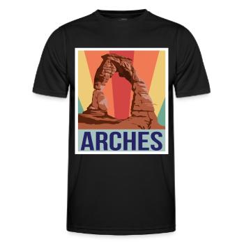 Arches Souvenir Nationalpark Moab Canyon Souvenir - Männer Funktions-T-Shirt - Schwarz - Vorne - AI Model Male 178 dark (178cm)