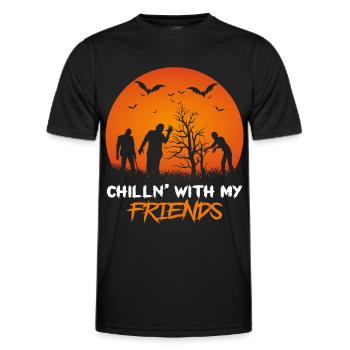 Halloween Nightmare Zombie with Bat Cheerful - Men's Functional T-Shirt - black - Front - AI Model Male 178 dark (178cm)