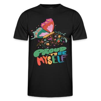Butterfly Myself Motivational Quote with Butterfli - Männer Funktions-T-Shirt - Schwarz - Vorne - AI Model Male 178 dark (178cm)