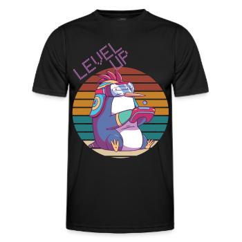 Level Up Gamer Retro Video Games Retro Gaming Peng - Männer Funktions-T-Shirt - Schwarz - Vorne - AI Model Male 178 dark (178cm)