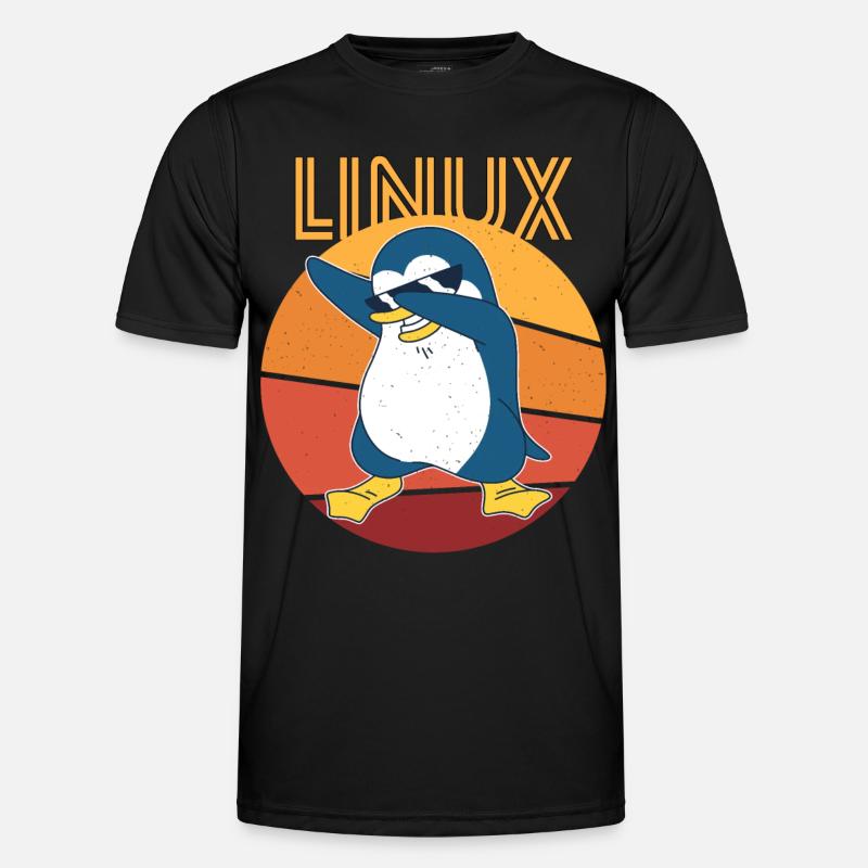Linux Admin Cool Penguin Nerd Informatics - Männer Funktions-T-Shirt - Schwarz