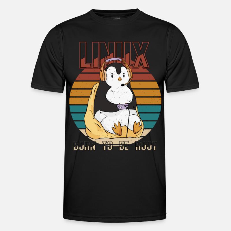 Linux Gamer Root Party Cool Penguin Nerd Programme Männer Funktions-T-Shirt