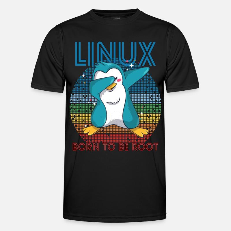 Born To Be Root Retro Penguin Linux Nerd Programme - Männer Funktions-T-Shirt - Schwarz