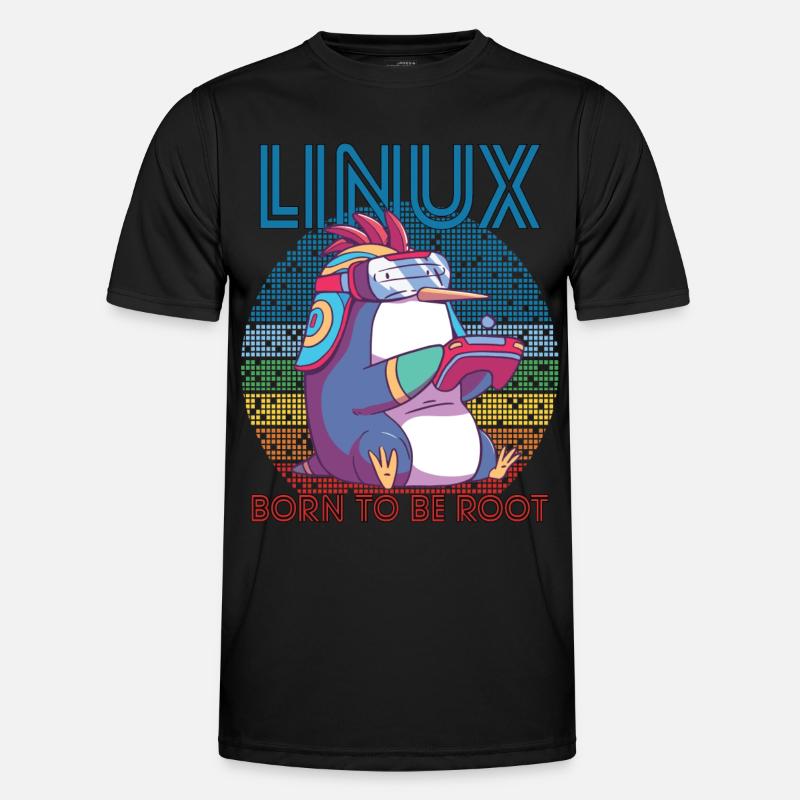 Linux Gamer Penguin Root Party Geek Programmer Adm Männer Funktions-T-Shirt
