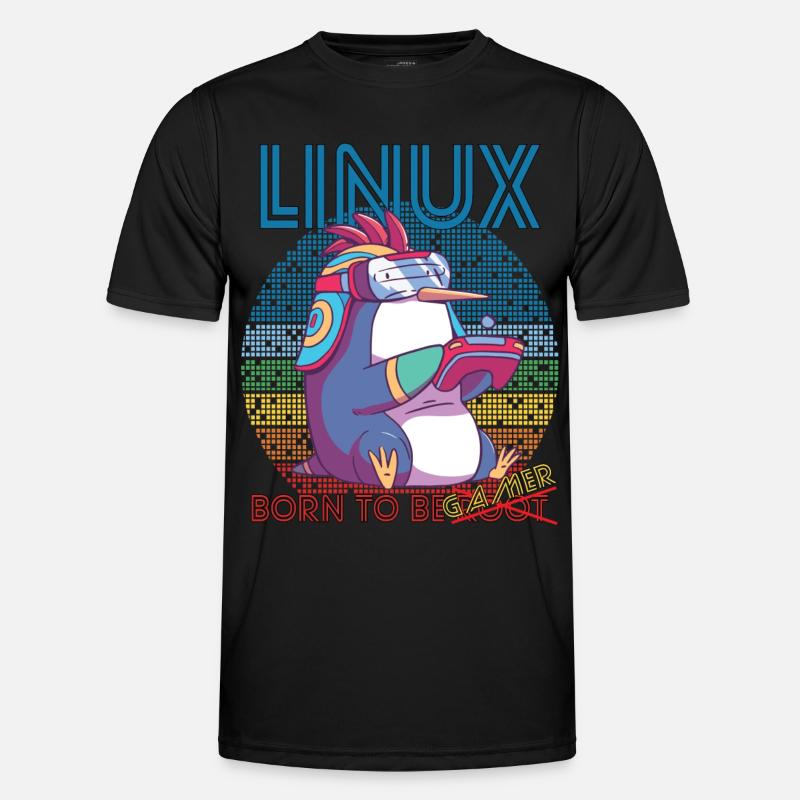 Linux Gamer Born To Be Root Geek Game Programmer A Männer Funktions-T-Shirt