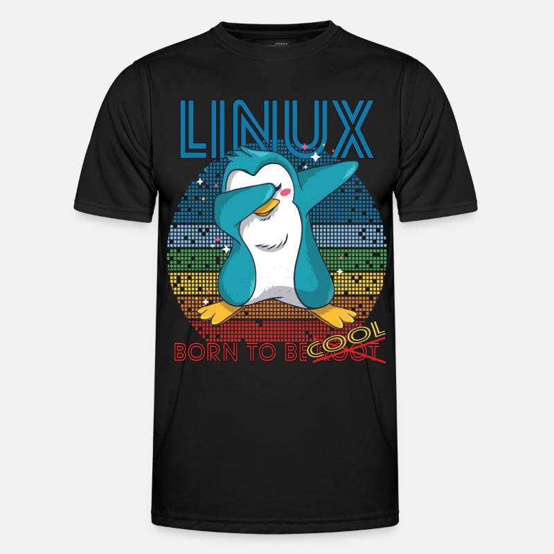 Linux Cool Born To Be Root Cute Penguin Geek Admin T-shirt sport Homme