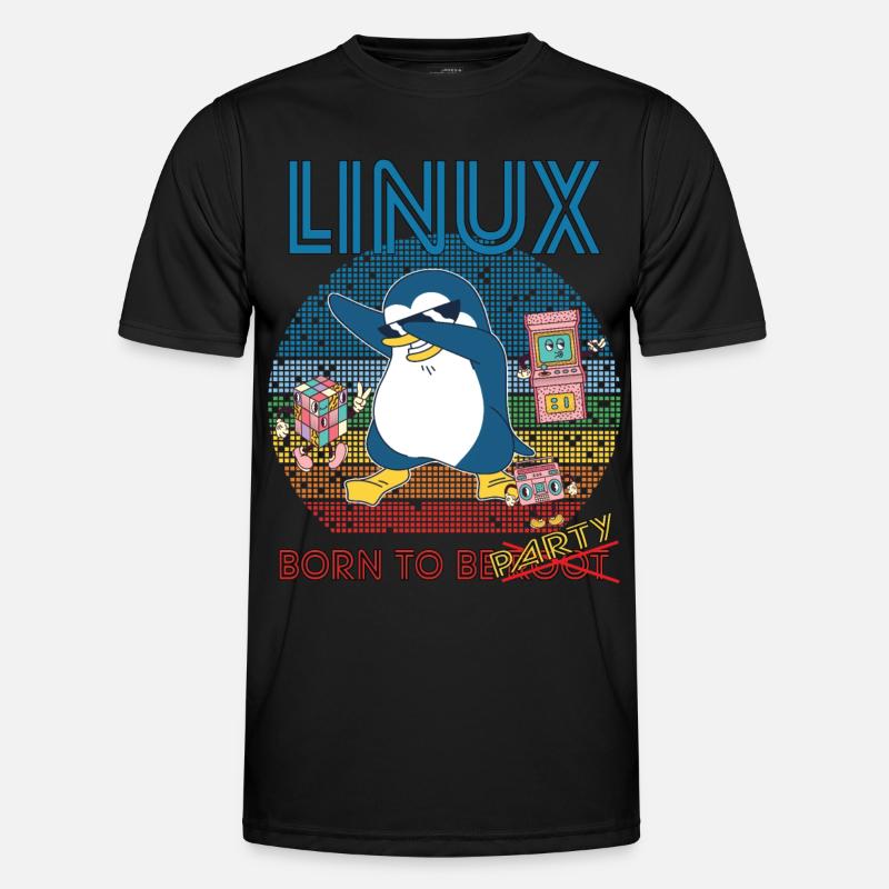 Retro Gamer Linux né pour être Root Geek Admin Pengu T-shirt sport Homme