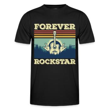 Guitar Retro Guitarist Rock Guitar Musician Singer - Men's Functional T-Shirt - black - Front - AI Model Male 178 dark (178cm)