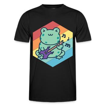 Cute Guitarist-Frog-Guitar-Rock-Guitar-Musici - Men's Functional T-Shirt - black - Front - AI Model Male 178 dark (178cm)