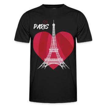 Touristisches Herz-Eiffelturm-Andenken Frankreichs - Männer Funktions-T-Shirt - Schwarz - Vorne - AI Model Male 178 dark (178cm)