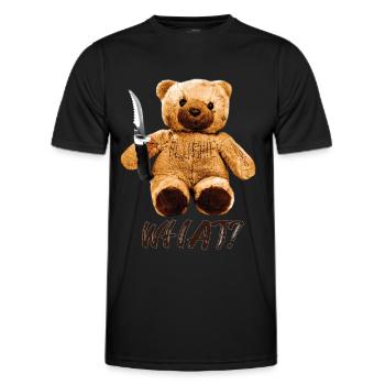 Drôle d’ours en peluche avec couteau quoi? Ours en peluche meurtrier - T-shirt sport Homme - noir - Devant - AI Model Male 178 dark (178cm)