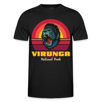 Parc des Virunga au Congo Safari Gorilla Souvenir Afri - T-shirt sport Homme - noir - Devant - AI Model Male 178 dark (178cm)