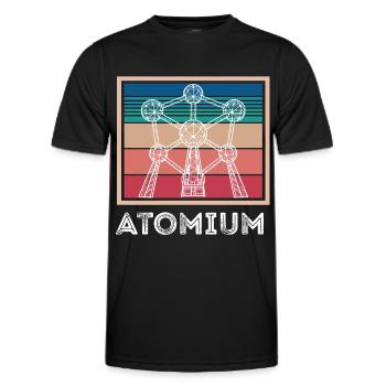 Atome Atomium Noyau atomique Physiciens Science Physique - T-shirt sport Homme - noir - Devant - AI Model Male 178 dark (178cm)