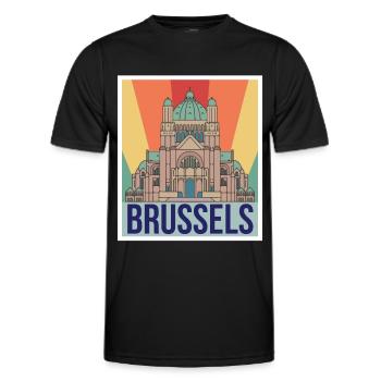 Bruxelles Science Noyau atomique Physique Physicien atomique - T-shirt sport Homme - noir - Devant - AI Model Male 178 dark (178cm)