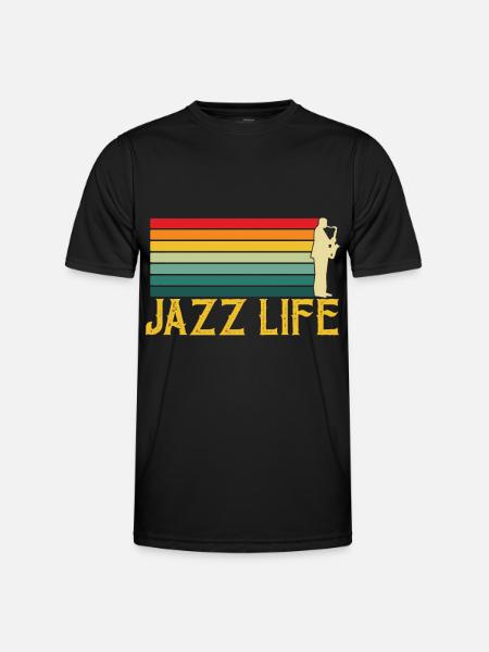 Jazz Life Musiker Saxophon Musik Orchester - Männer Funktions-T-Shirt - Schwarz