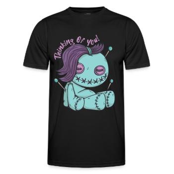 Poupée vaudou zombie en pensant à vous! Halloween- - T-shirt sport Homme - noir - Devant - AI Model Male 178 dark (178cm)
