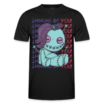 Gruseliger Voodoo Ich denke an dich! Gruseliges Ha - Männer Funktions-T-Shirt - Schwarz - Vorne - AI Model Male 178 dark (178cm)