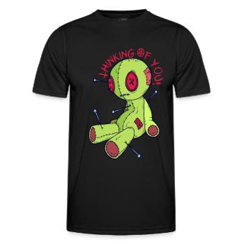 Voodoo Puppe Hexerei Ich denke an dich! Gruseliges - Männer Funktions-T-Shirt - Schwarz - Vorne - AI Model Male 178 dark (178cm)