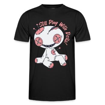 Poupée vaudou effrayante jouant avec des poupées Sorcellerie - T-shirt sport Homme - noir - Devant - AI Model Male 178 dark (178cm)