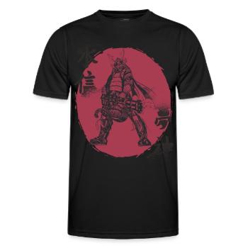 Funny Samurai with Gatling Japanese Warrior B - Men's Functional T-Shirt - black - Front - AI Model Male 178 dark (178cm)