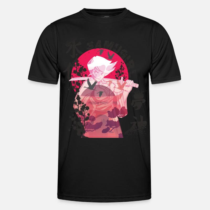 Samurai Mädchen Samugirl Japanische Blumen Krieger Männer Funktions-T-Shirt