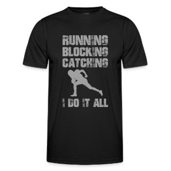 FULLBACK American Football Funny sayings - Men's Functional T-Shirt - black - Front - AI Model Male 178 dark (178cm)