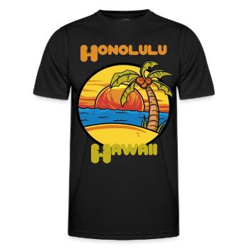 Honolulu Sonnenuntergang Urlaub Hawaii Palmen Ozea - Männer Funktions-T-Shirt - Schwarz - Vorne - AI Model Male 178 dark (178cm)