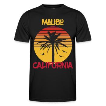 Kalifornien Malibu Palmen Urlaub Meeresbrandung - Männer Funktions-T-Shirt - Schwarz - Vorne - AI Model Male 178 dark (178cm)