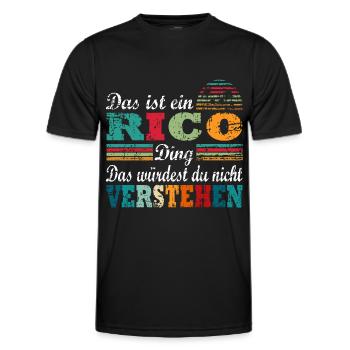 Rico Name - Männer Funktions-T-Shirt - Schwarz - Vorne - AI Model Male 178 dark (178cm)