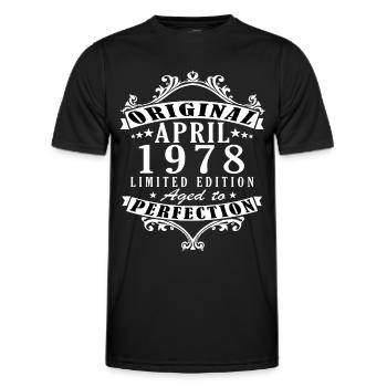 April 1978 Anniversary April 1978 April - Men's Functional T-Shirt - black - Front - AI Model Male 178 dark (178cm)