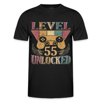 Level 55 Unlocked - Men's Functional T-Shirt - black - Front - AI Model Male 178 dark (178cm)