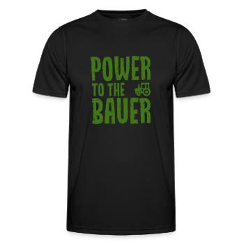 Power to the Farmer - Denglish- Young Farmer Farmer - Men's Functional T-Shirt - black - Front - AI Model Male 178 dark (178cm)