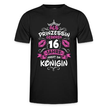 Als Prinzessin Geboren 16 Geburtstag Frau Mama - Männer Funktions-T-Shirt - Schwarz - Vorne - AI Model Male 178 dark (178cm)