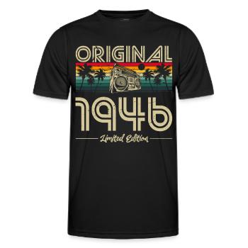 1946 Birthday Born in 1946 Retro Vintage - Men's Functional T-Shirt - black - Front - AI Model Male 178 dark (178cm)